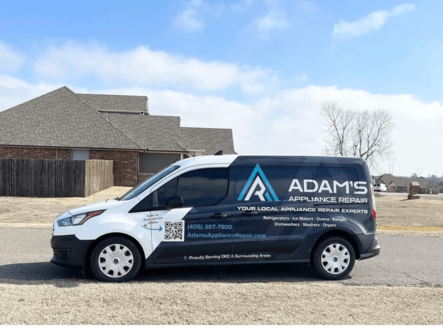 An Adam's truck delivering expert appliance service across Oklahoma County