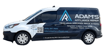 Adam's Appliance Repair service van parked outside a customer’s home in Oklahoma City
